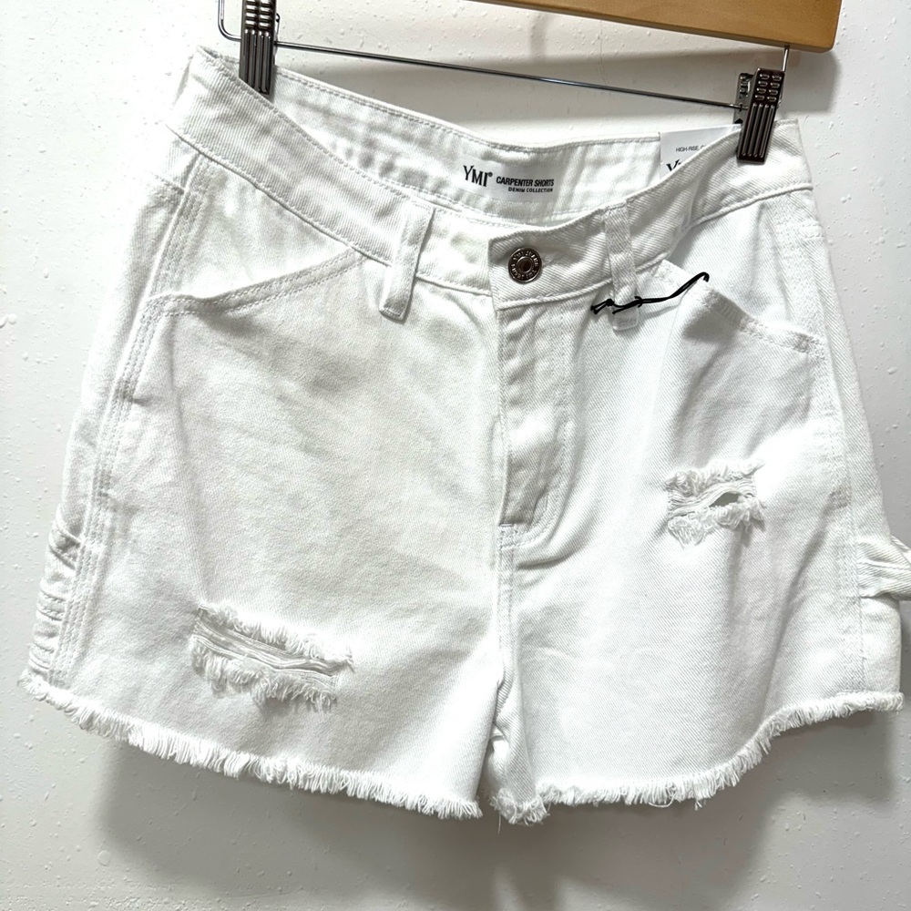 YMI White Cargo Shorts High-Waisted Relaxed Fit